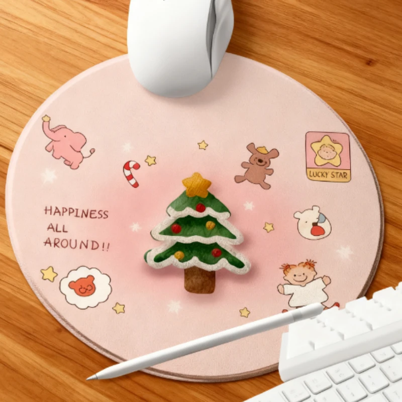 Alfombrilla de ratón dura con árbol de Navidad, pequeña, portátil, para oficina, ordenador portátil, alfombrilla de escritorio, accesorios festivos antideslizantes para juegos en casa y oficina - imagen 3