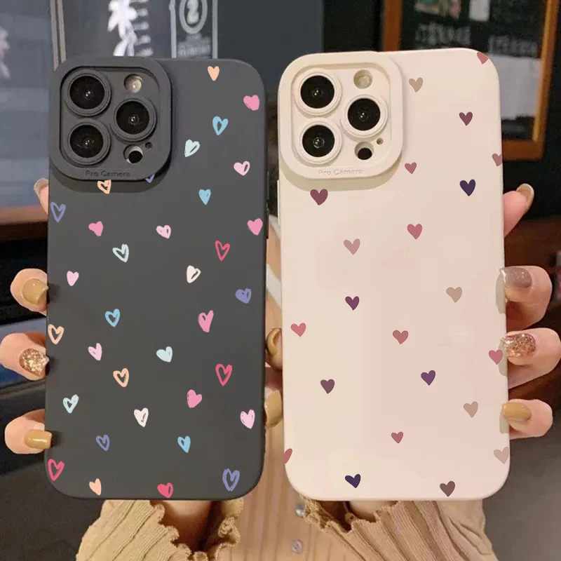 Funda de teléfono de silicona con corazón de amor pequeño y colorido para Samsung Galaxy S25 S24 S23 Ultra S22 Plus S21 FE A16 A14 A13 A34 A54 A33