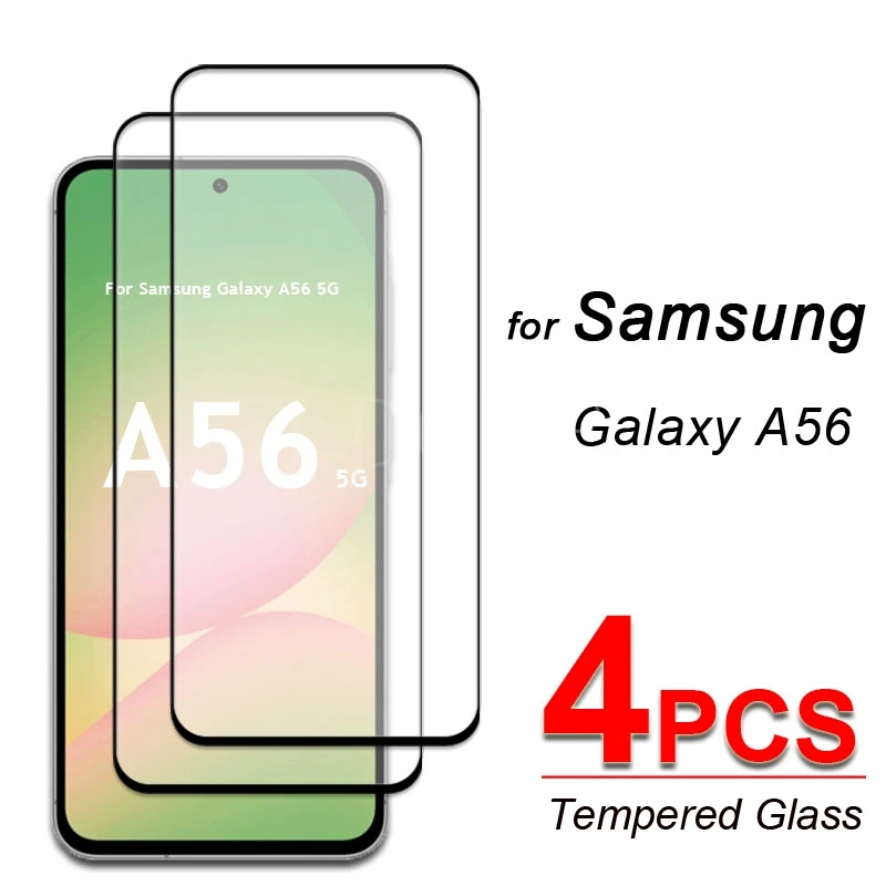 4 Pcs For Samsung Galaxy A56 Glass Samsung A56 Tempered Glass HD Flim Full Glue Screen Protector Film Galaxy A56 5G Glass