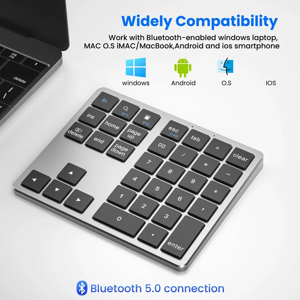 Nuevo Teclado numérico de contabilidad 2025 de 2,4 Ghz para Apple iPad Xiaomi teléfono Pc Tablet teclado inalámbrico Digital Bluetooth recargable - imagen 4