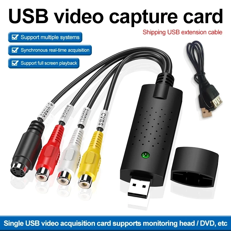 Adaptador de tarjeta de captura de Audio y vídeo USB con cable USB, convertidor de captura de vídeo USB 2,0 a RCA para TV, DVD, dispositivo de captura VHS - imagen 2