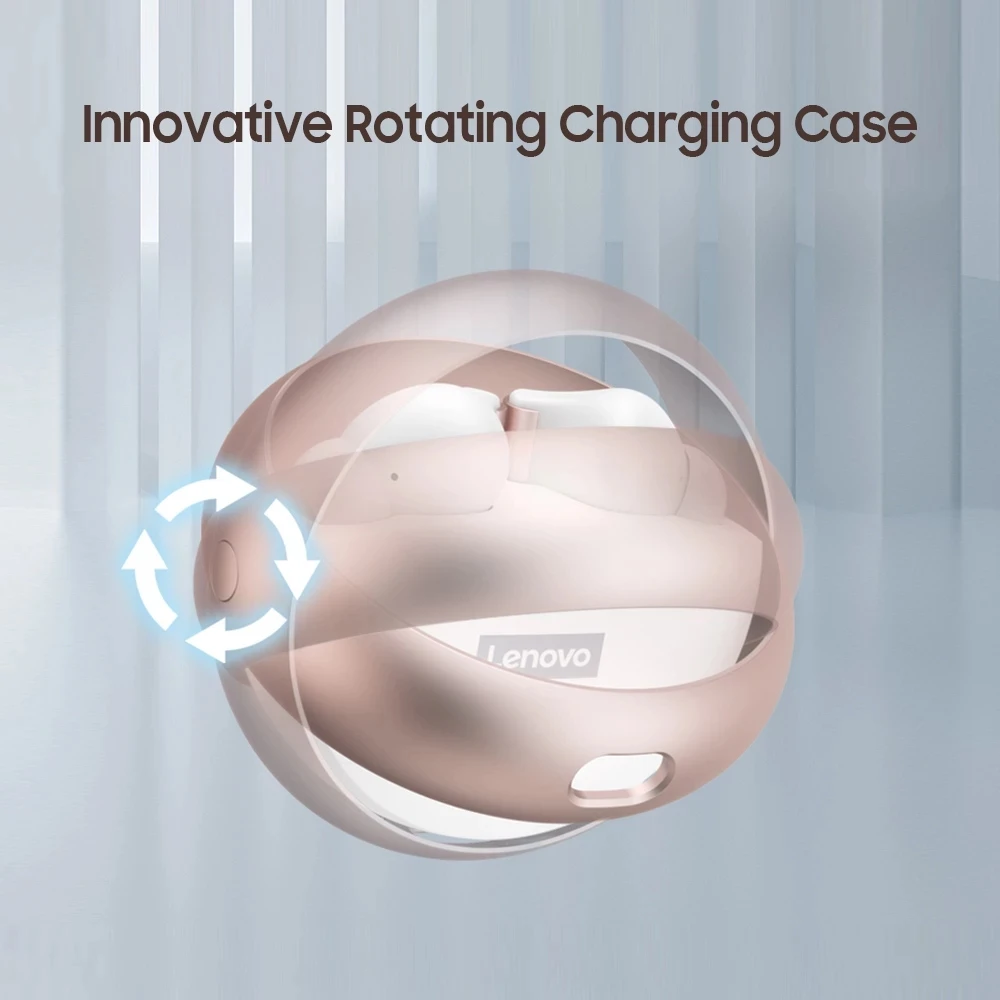 Choice Lenovo-auriculares inalámbricos LP60 con Bluetooth, dispositivo de audio TWS, sonido estéreo HiFi, baja latencia, para juegos, con anillo de cavidad de Metal giratorio - imagen 5