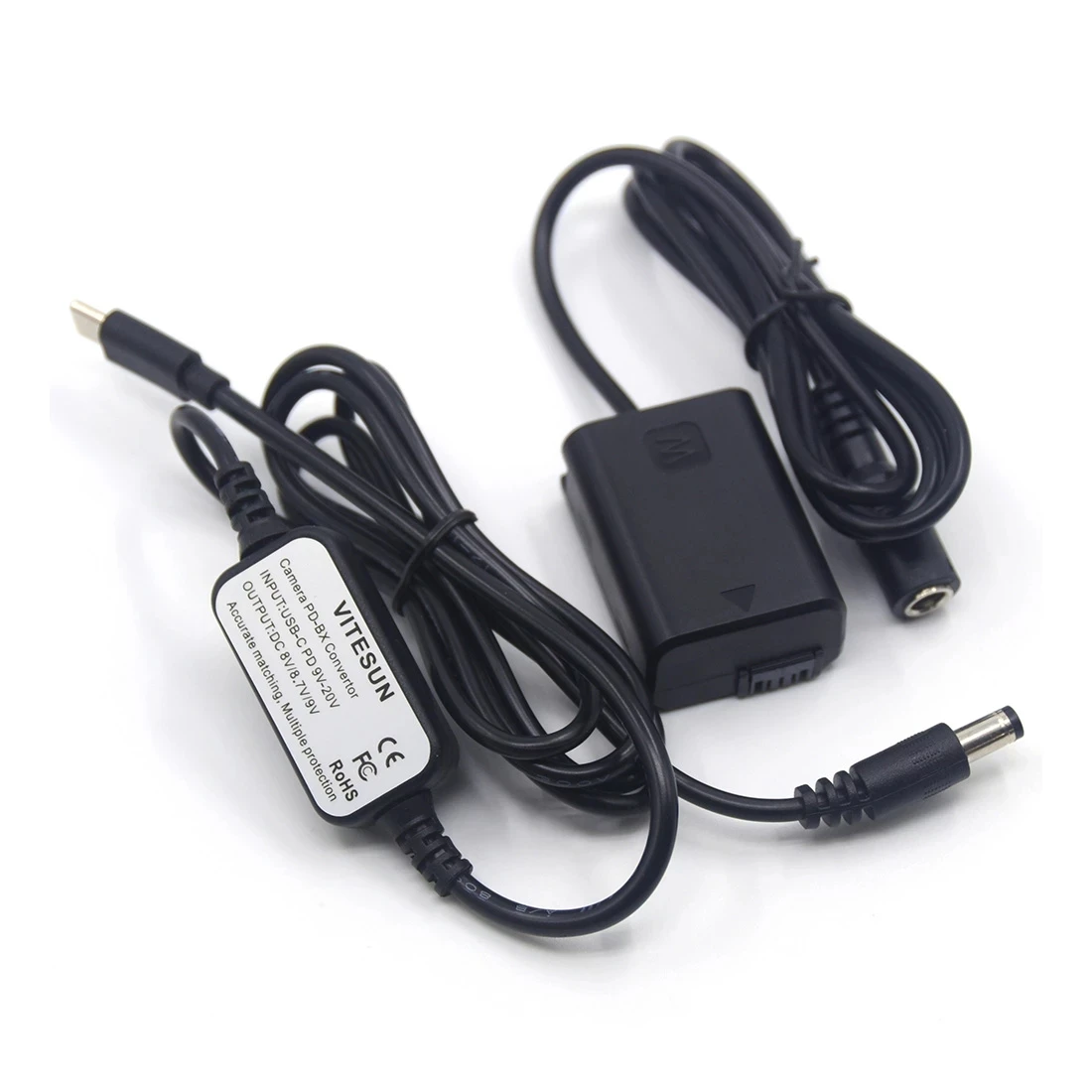 NP-FW50 AC-PW20 batería simulada + adaptador de Cable USB C para banco de energía para Sony ZV-E10 A7M2 A7II A7S2 A7R A7RII A6000 A6300 A6400 A6500 - imagen 4