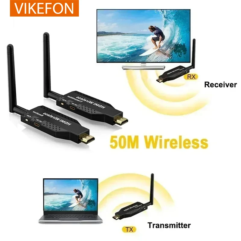 50M 5G 1080P Compatible con HDMI transmisor receptor de Audio y vídeo inalámbrico extensor para cámara PS4 portátil PC a proyector de Monitor de TV - imagen 3
