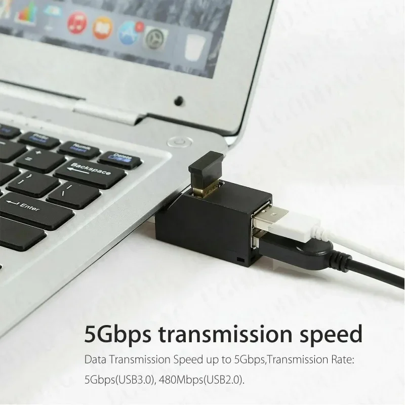 Extensor de adaptador HUB USB 3,0 2,0, divisor portátil en línea de 3 puertos, concentrador de alta velocidad, transferencia de datos de alta velocidad para PC y portátil - imagen 3