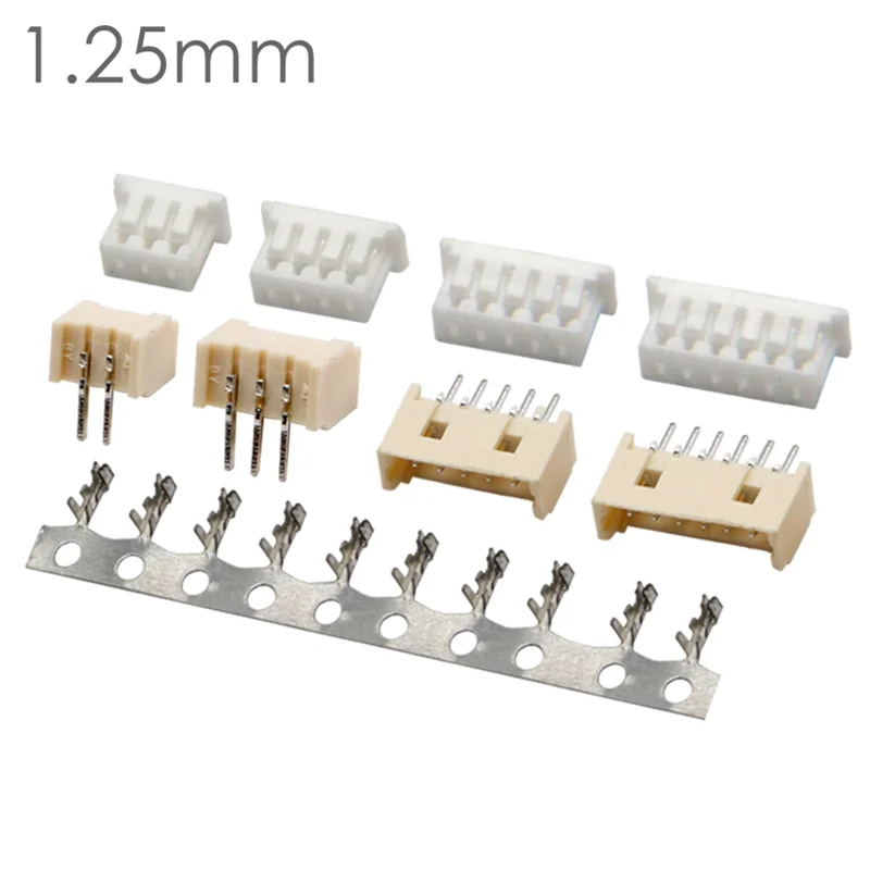 Juego de 10 conectores de paso JST de 1,25mm, conector de clavija recta/curvada + carcasa + terminales 2P 3P 4P 5P 6P 7P 8P 10P-12Pin