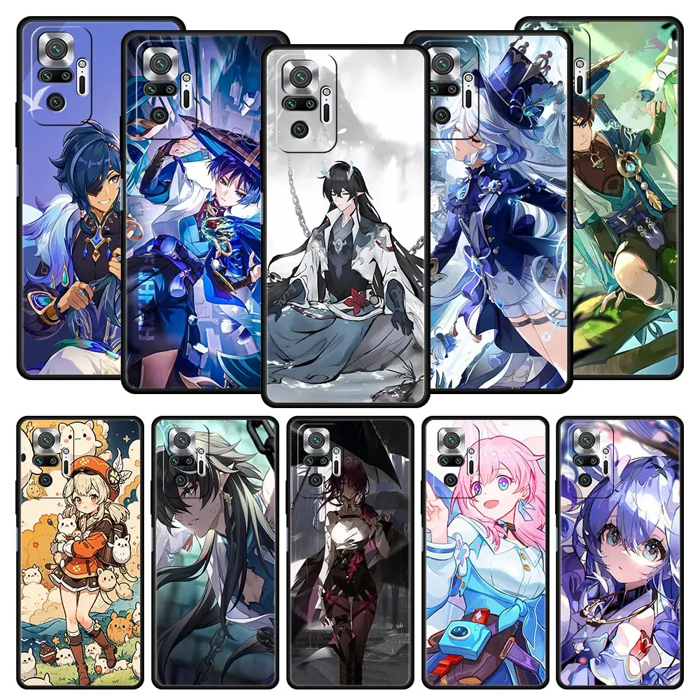 Honkai Star Rail Genshin Impact funda de teléfono para Xiaomi Redmi Note 13, 12, 5G, 11, 10 Pro, 4G Plus, 9S, 9, 8, 9T, 8T, 10C, 9C, 9A, cubierta suave