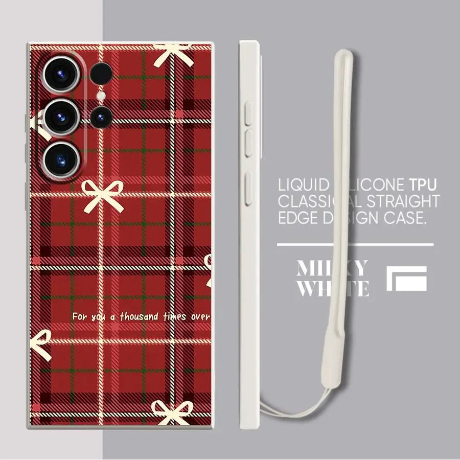 Funda para Samsung Galaxy Note 20 10 Ultra S24 FE S23 S21 Plus S20 S22 Ultra S25 Edge cubierta suave rejilla roja navideña - imagen 5