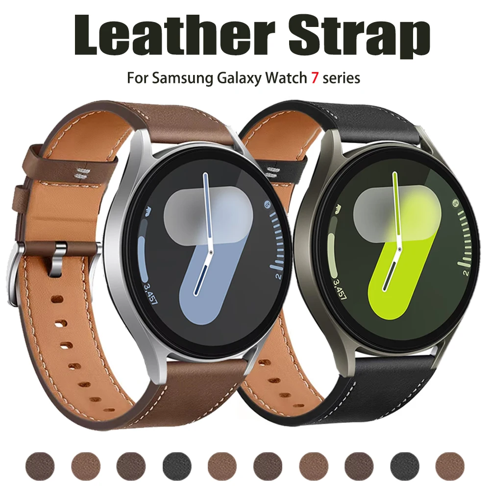Correa de 22mm y 20mm para Samsung Galaxy Watch 7/6/4/5 Pro Classic 45 44mm 40mm pulsera de cuero correas de ajuste rápido Watch7 LTE 44mm - imagen 2