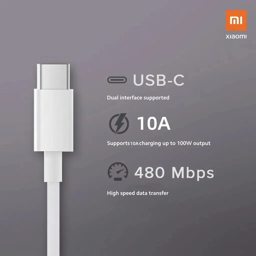 Original Xiaomi Type-C a Type-C 10A 100W, adecuado para Apple15 16, Huawei, OPPO Xiaomi, Macbook, iPad, cable de datos de carga rápida - imagen 4
