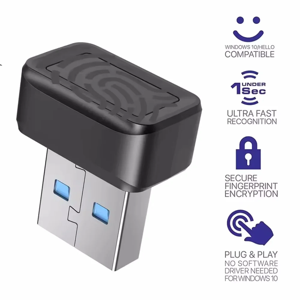 Lector de llaves de huellas dactilares USB para Windows 10/11 Hello, escáner biométrico de llave de seguridad, módulo Sensor de huellas dactilares para PC, sin contraseña - imagen 2