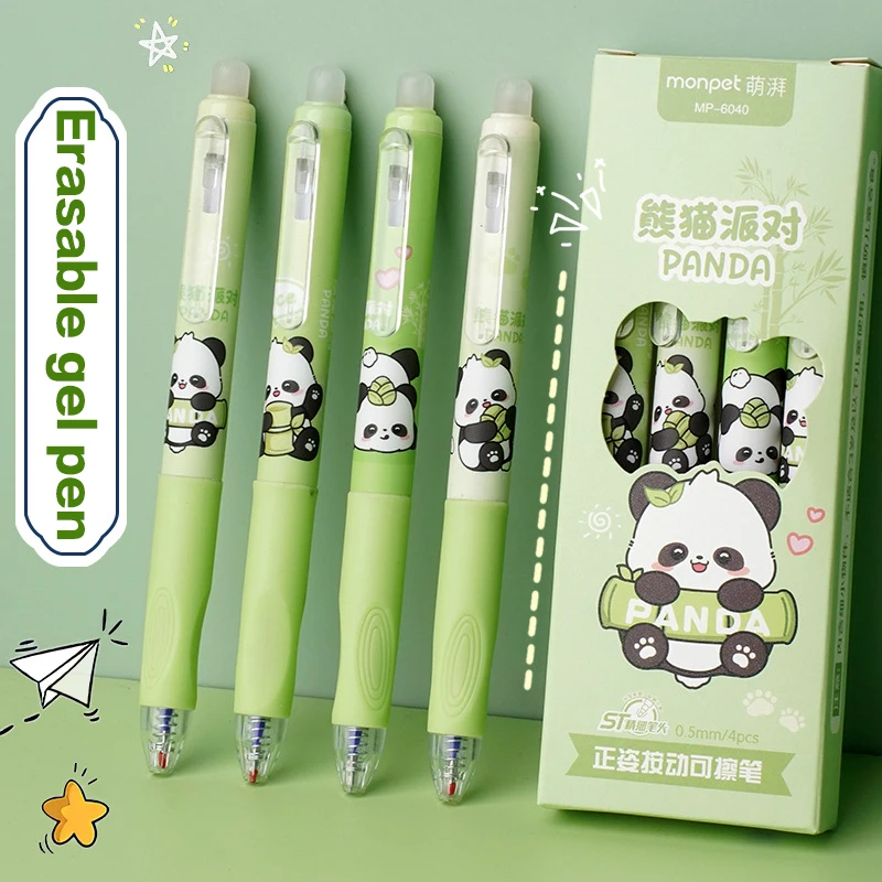 Bolígrafo borrable con dibujos de capibara y Panda, bolígrafos para firma a la moda, bolígrafos neutros de presión creativos, suministros escolares y de oficina, 4 Uds. - imagen 2