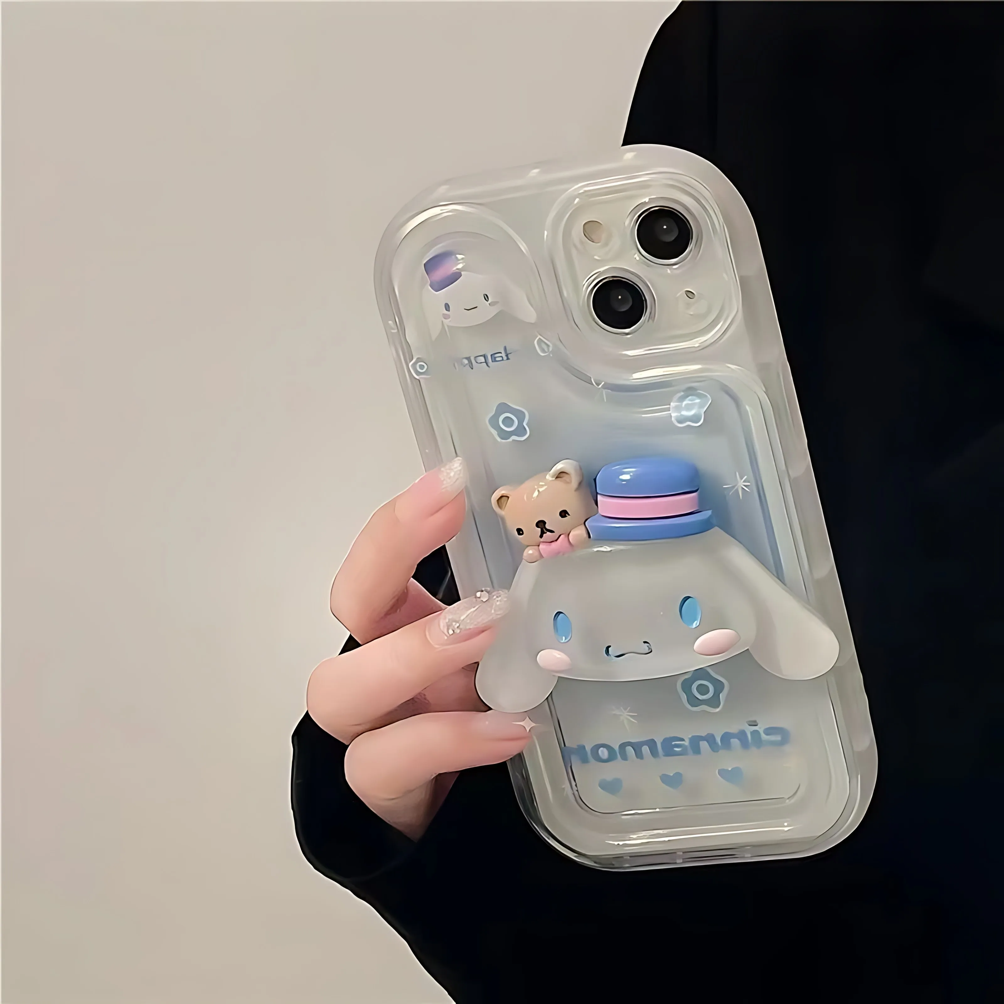 Dibujos animados lindo Melodys Cinnamoroll con soporte para teléfono móvil funda de teléfono para iPhone 16 15 14 13 12 11 Pro Max 7 8 Plus X XR XSMax - imagen 5