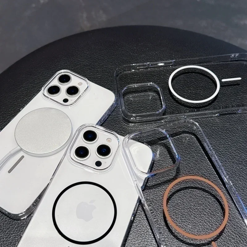 Funda de teléfono Magsafe de Color transparente HD ultrafina para iPhone 11, 15, 14, 13, 12, 16 Pro Max, cubierta magnética dura para PC con carga inalámbrica - imagen 2