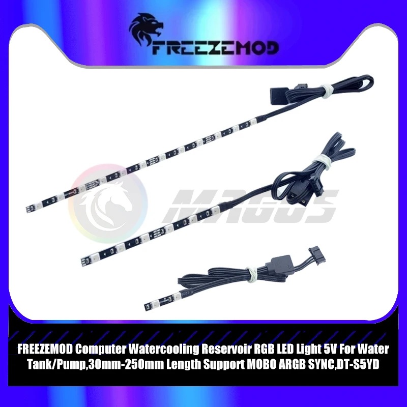 FREEZEMOD-reservatorio de refrigeración por agua para ordenador, luz LED RGB de 5V para tanque/bomba de agua, soporte de 30mm-250mm de longitud, sincronización MOBO ARGB,DT-S5YD