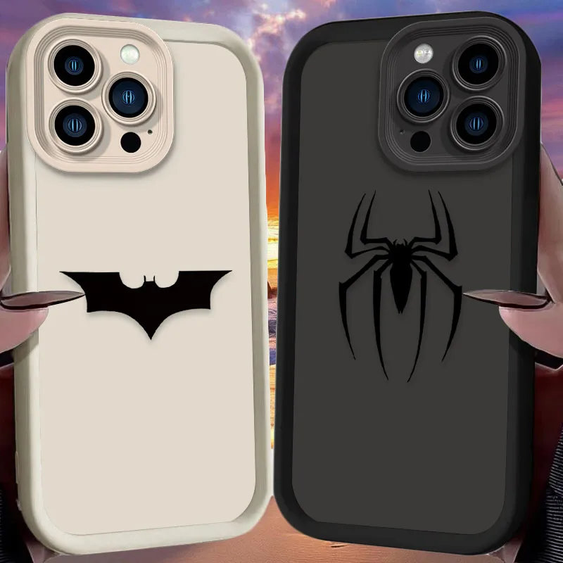 Funda de teléfono Marvel Batmans Spider Man para iPhone 16 16E 15 14 13 12 11 Pro Max X XS X S Max XR SE 2020 SE4 7 8 cubierta a prueba de golpes