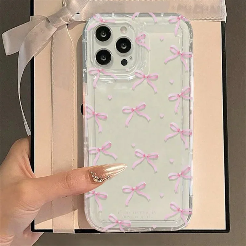 Funda de teléfono rosa con lazo para Xiaomi Redmi Note 13 Pro Plus 5G 12 4G 11 10 Pro 9 11S 10S 9S 12C 13C Airbag cubierta de TPU anticaída - imagen 4