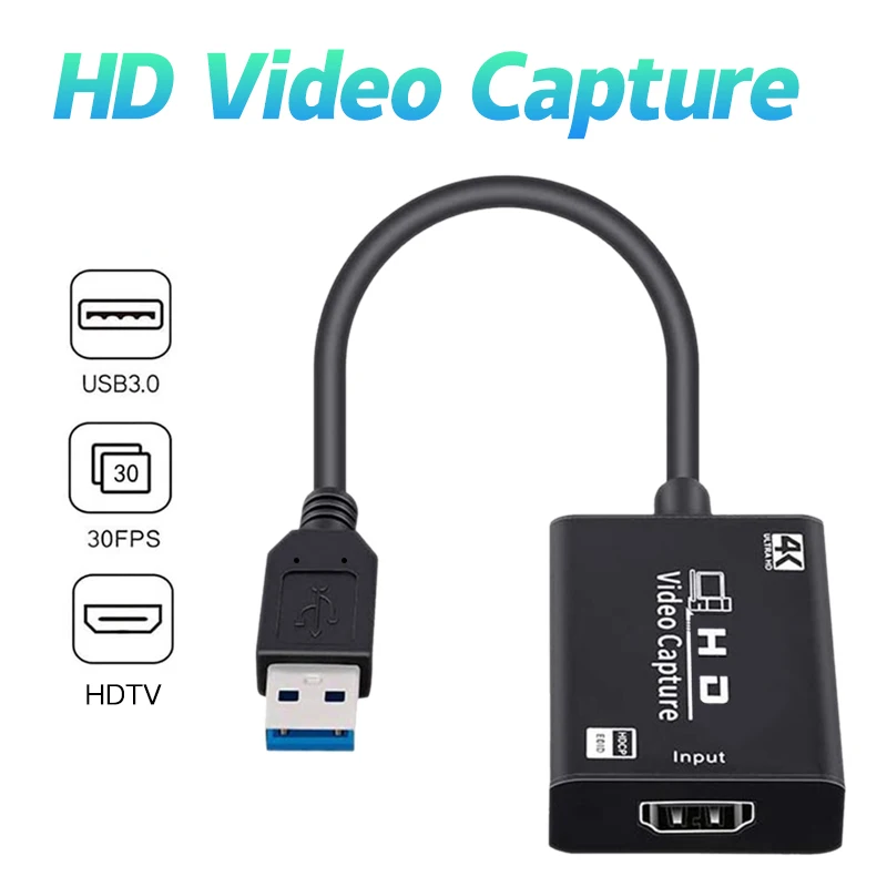 Tarjeta de captura de vídeo 4K, HDTV a USB, caja de grabación de juegos para PC, cámara de ordenador, transmisión en vivo, reuniones