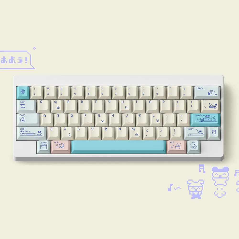 Juego de teclas electrónicas con tema de píxeles para mascotas, tapas de teclado PBT, teclas personalizadas con perfil de cereza para accesorios mecánicos Keybaord
