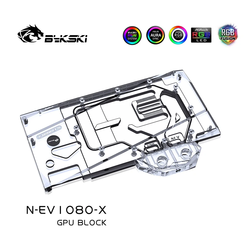 Bykski-bloque de agua para EVGA GTX1080/1070 FTW/GTX1070 Ti FTW Ultra GAMING/tarjeta gráfica de cubierta completa, bloque de radiador de cobre RGB - imagen 3