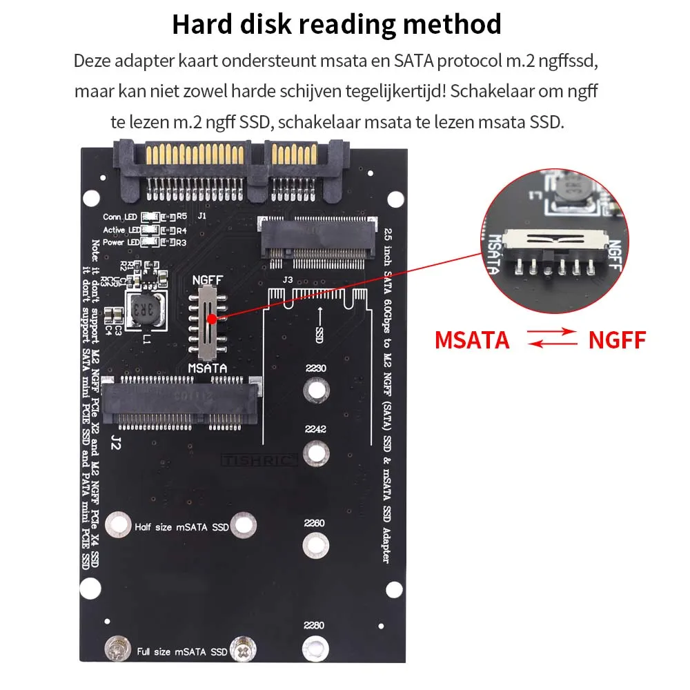 TISHRIC-adaptador M.2 NGFF Msata SSD a SATA 3,0 2,5, convertidor M2 PCI SSD, tarjeta elevadora para PC, portátil, tarjeta adicional de hasta 6GPS - imagen 4