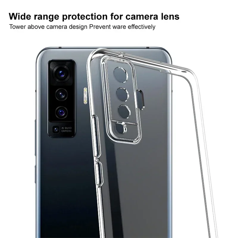 Funda de teléfono transparente para VIVO X50 X51 Pro Plus Lite, cubierta trasera suave de TPU, protección de borde X50Pro 5G, bolsa transparente, Funda Coque - imagen 3