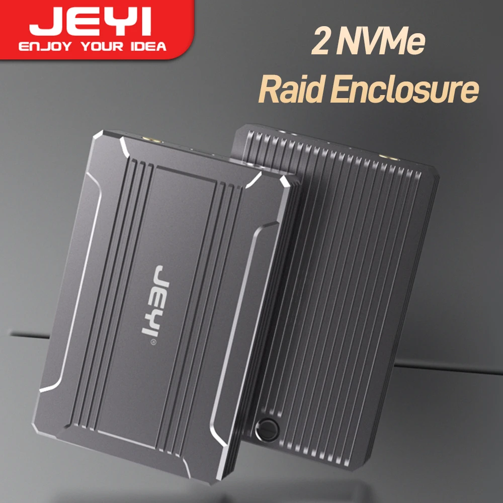 JEYI-carcasa Nvme Dual, carcasa RAID de Hardware de 2 bahías, carcasa SSD de velocidad de transmisión de 20Gbps, compatible con RAID0/ RAID1/ Large/ JBOD
