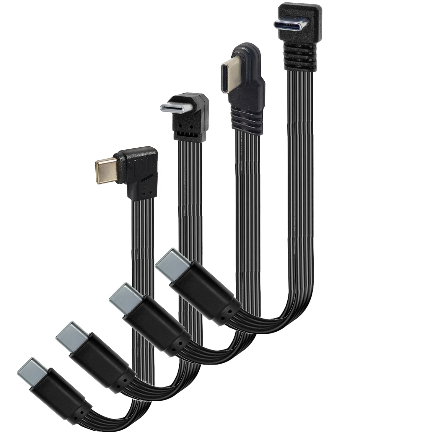 10CM 20CM Codo plano USB-C tipo C arriba/abajo 90 °   Cable PD de carga de datos Cable de datos universal USB C izquierdo y derecho para teléfonos Android - imagen 3