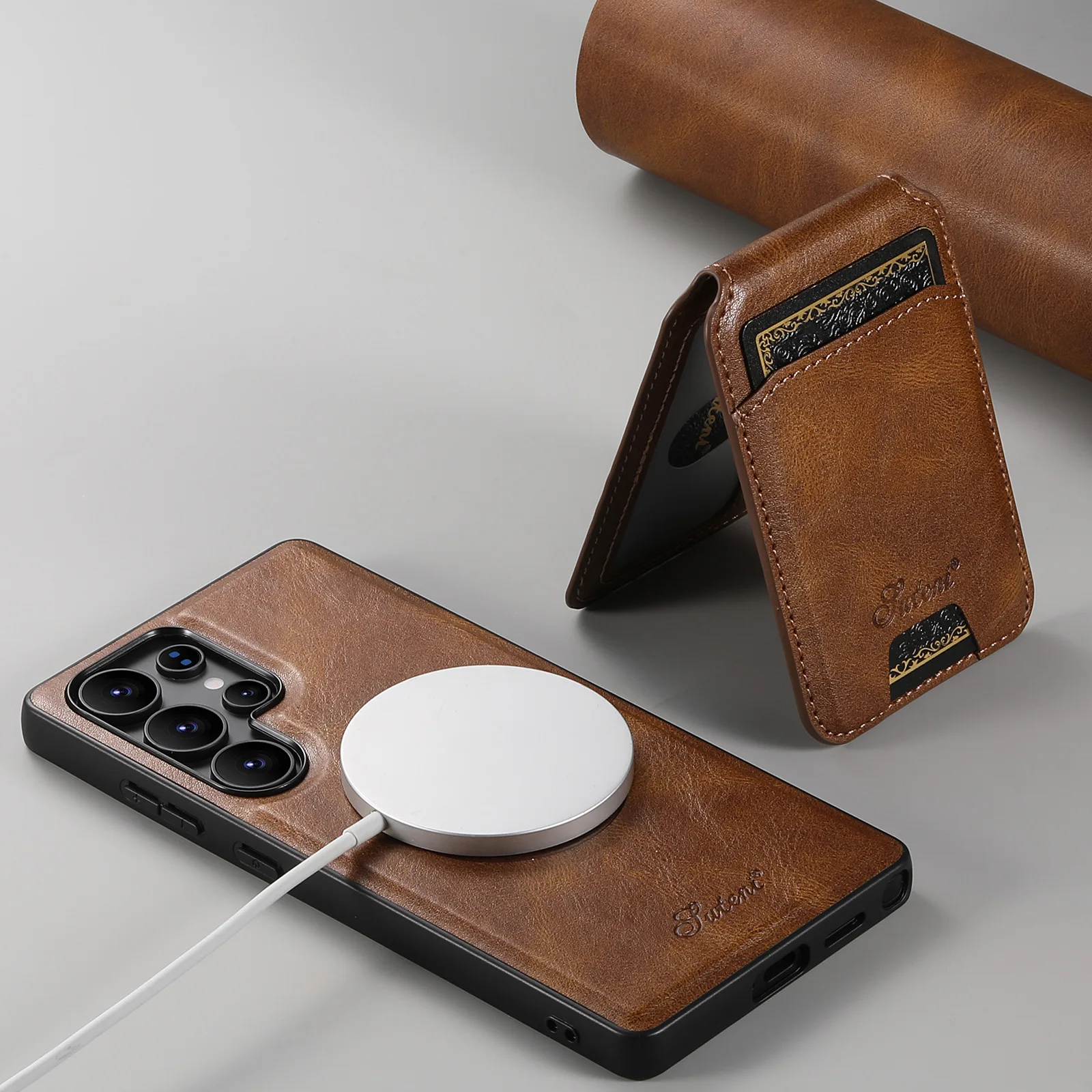 Funda con soporte magnético desmontable para Samsung Galaxy S25 S24 S23 S22 Ultra Plus, funda de cuero tipo billetera, Fundas de carga inalámbrica - imagen 4