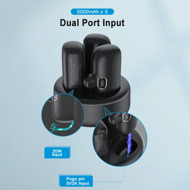 KUULAA-Mini banco de energía de 5000mAh, cargador portátil de carga rápida QC PD para iPhone 15 14, batería externa para Samsung, 3 uds. - imagen 4