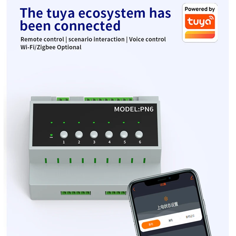 Módulo de interruptor de relé Tuya Smart Zigbe WIFI 6 CH 16A módulo de relé de Control de aparato de Control remoto de energía de 6 vías 110V-240V - imagen 3