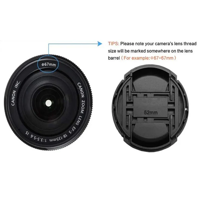 Tapa de lente de cámara de alta calidad 40,5mm 49mm 52mm 55mm 58mm 62mm 67mm 72mm 77mm 82mm tapa de lente frontal a presión para lente de cámara canon - imagen 5