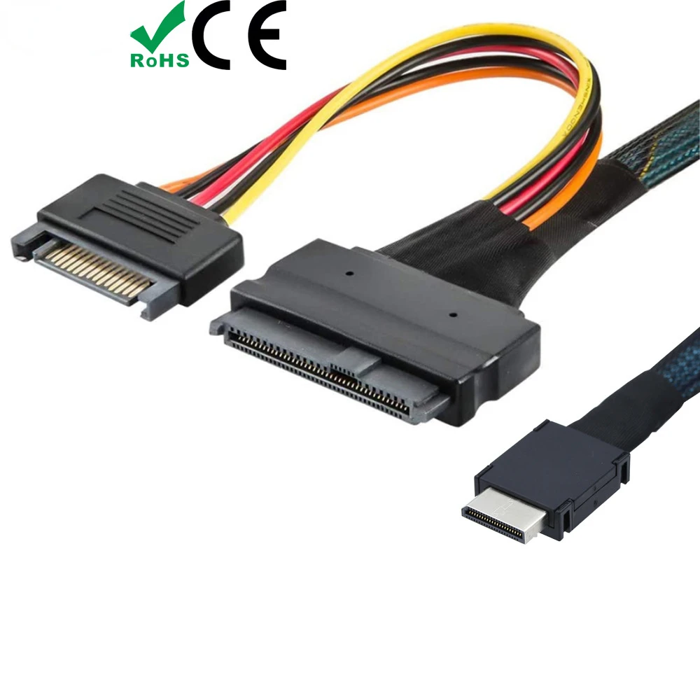 Oculink-Línea de servidor PCIE SFF 8611 4I a U.2 SAS SFF 8639 + 15P SATA