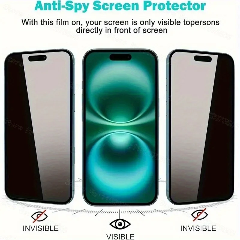2 uds vidrio templado de privacidad para iPhone 17 Air 16 Pro Max 15 14 13 12 11 película protectora de lente de cámara antihuellas e rotura - imagen 4