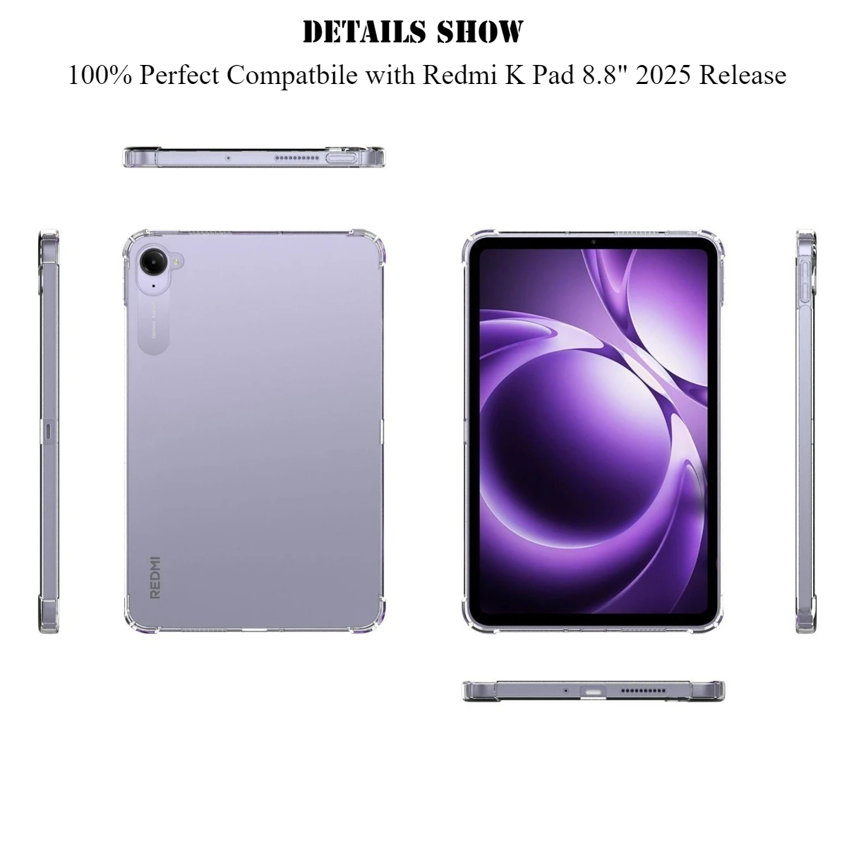 Funda blanda para tableta Xiaomi Redmi K Pad, 8,8 pulgadas, 2025, transparente, TPU, Airbag de cuatro esquinas, anticaída, todo incluido - imagen 2