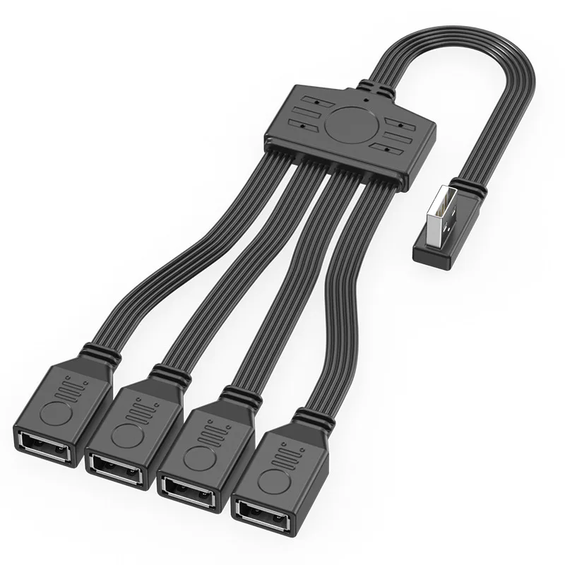 Divisor extensor USB de un punto y cuatro, Cable plano Flexible OTG hacia arriba y hacia abajo, ángulo izquierdo y derecho para ratón de ordenador, teclado, disco U, coche - imagen 5