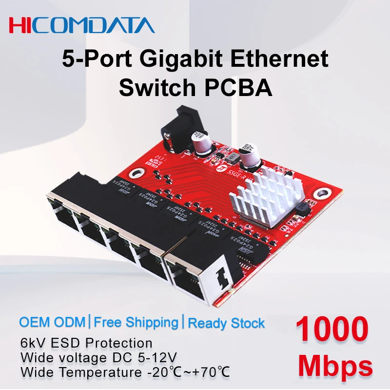 Conmutador de red Gigabit de 5 puertos, placa PCBA, concentrador de red con puerto de monitoreo, expansor de puerto de red PCBA, compatible con fuente de alimentación de 5-12V - imagen 3