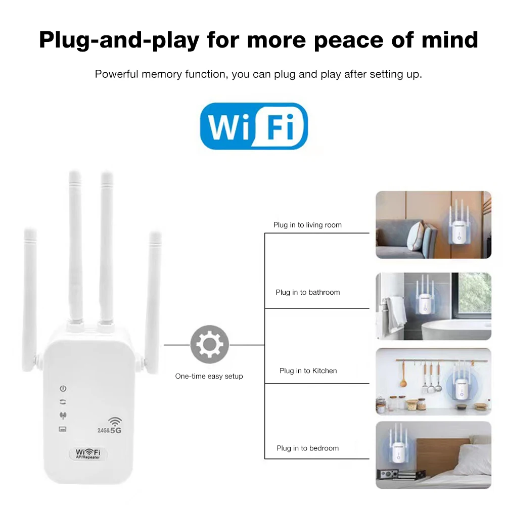 Amplificador de señal WiFi de 1200Mbps con puerto WAN/LAN, amplificador de señal WiFi de doble banda de 2,4 GHz/5GHz, potenciador para el hogar y la oficina pequeña - imagen 4