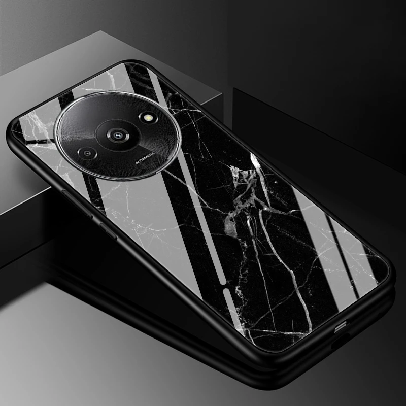 Funda dura de vidrio templado para Xiaomi Redmi A3, Funda de mármol, Coque para Xiaomi Redmi A3 2024, carcasas de teléfono, Funda RedmiA3 - imagen 3