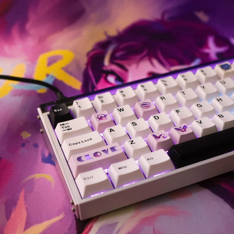 Teclas de PC VALORANT CloveClearlove, juego de teclas temáticas personalizadas, 5 unidades, perfil de cereza, teclas de teclado mecánico transparentes - imagen 3