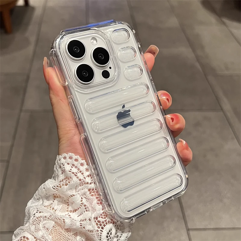 Funda de teléfono con armadura de cápsula de cojín de aire para iPhone 16E 16 15 14 Plus 11 12 13 Pro Max X XS XR, funda suave de TPU de Color sólido a prueba de golpes - imagen 3
