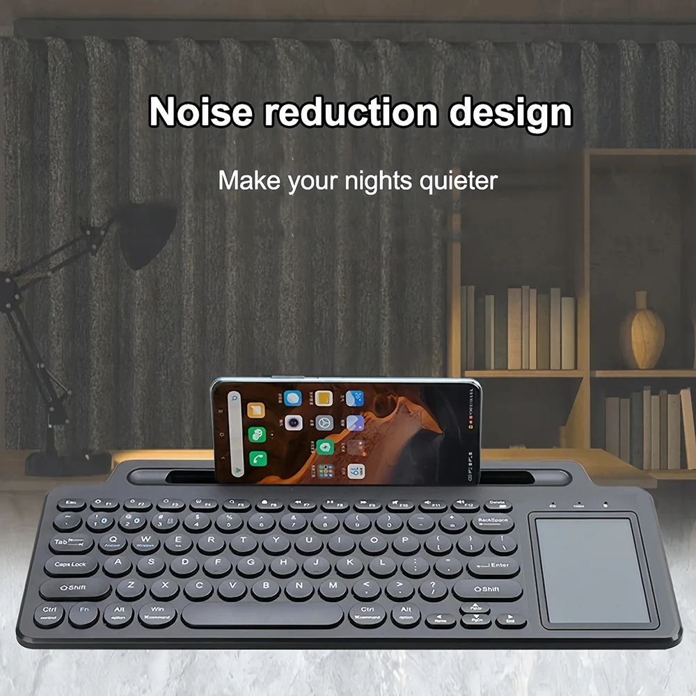 Teclado inalámbrico KEBIDUMEI 2,4G con panel táctil teclado Bluetooth Dual teclado para juegos de modo Dual con ranura para tarjetas para PC portátil - imagen 4