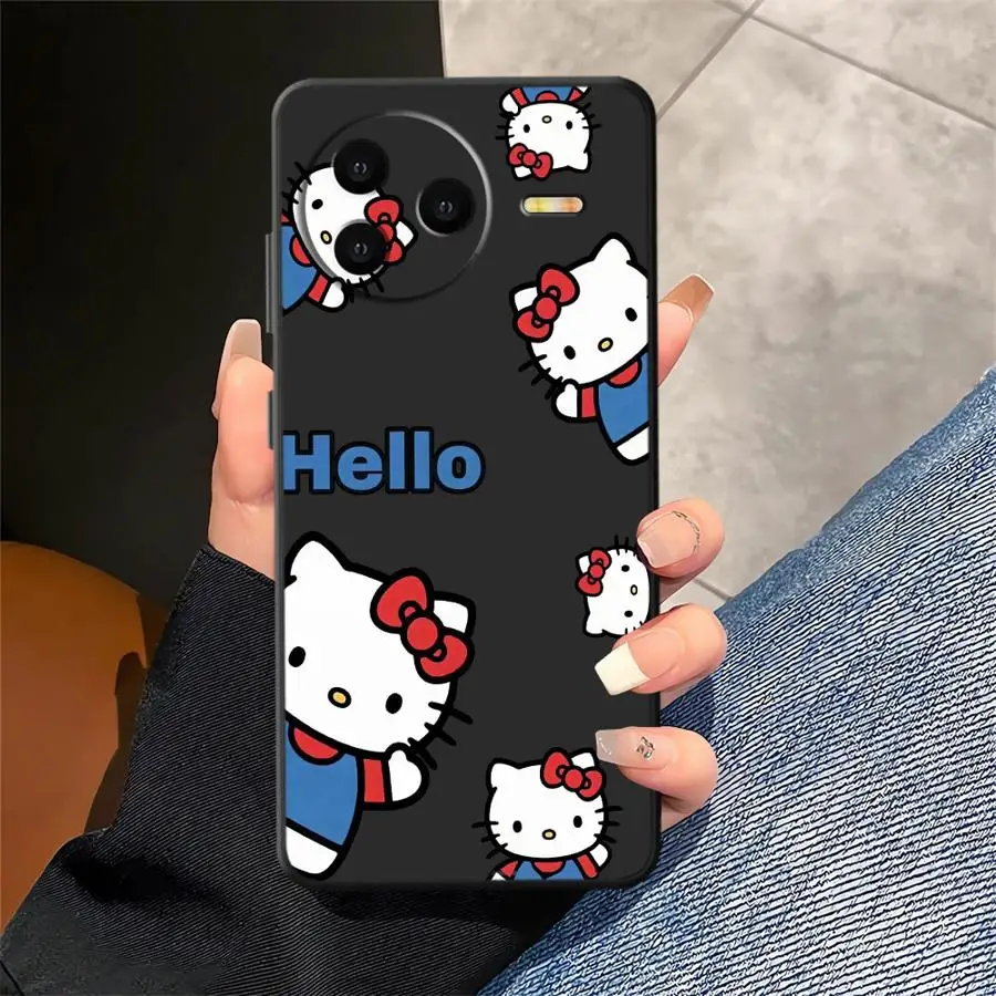 Funda de teléfono suave negra para Xiaomi Redmi A3 13C K40 K80 Pro A1 A2 Plus 12C 10 A5 14C 9 A4 moda Hello Kitty dibujos animados - imagen 3