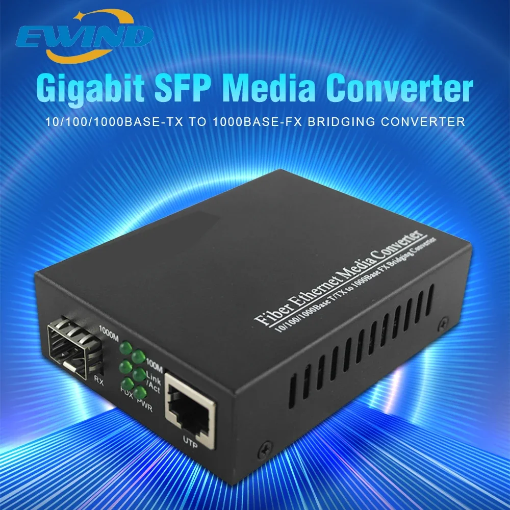 Módulo transceptor Gigabit convertidor de medios SFP, 100 Mbps, 1000 Mbps, Fast Ethernet, SFP a RJ45, Ethernet, 1 fibra, conmutador SFP, 1RJ45