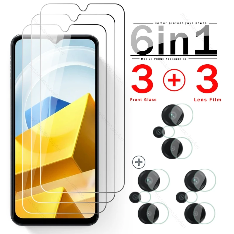 Vidrio Protector de cámara para Poco M5, película protectora de pantalla, cubierta, 6 en 1