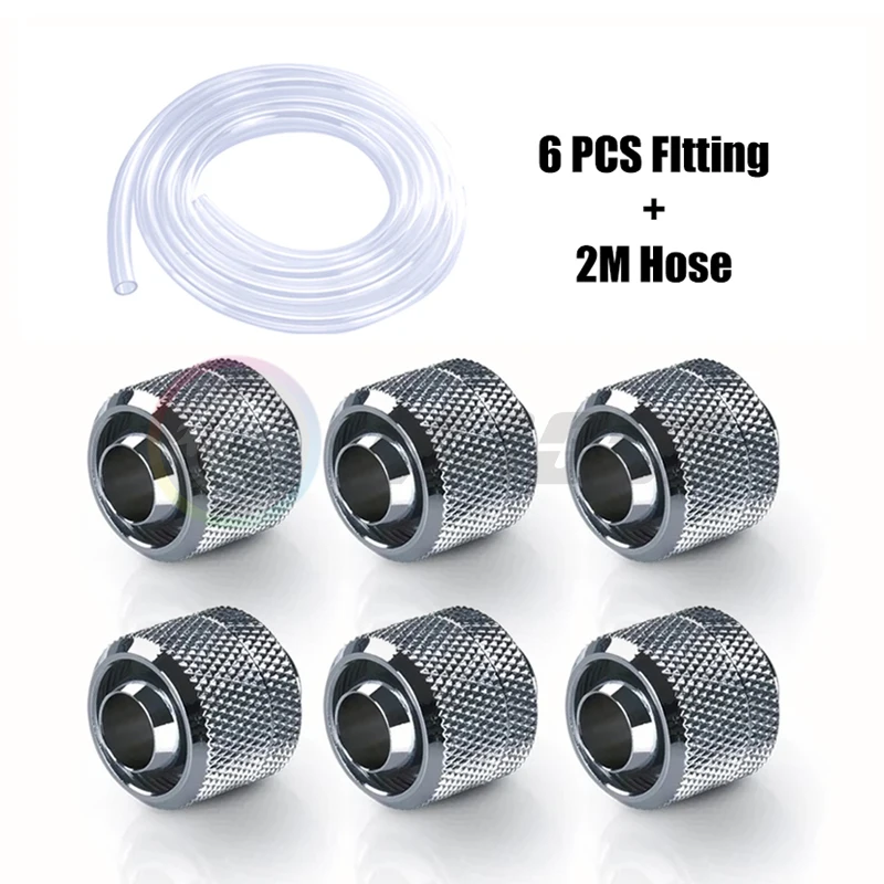 Kit combinado de accesorios de tubo de manguera, 10*13mm o 10*16mm para sistema de refrigeración por agua de computadora, G1/4 ''6 + 2 Combo, negro o plateado - imagen 5