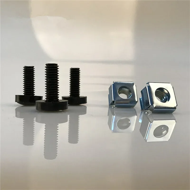 Tornillos de M6 de 17MM, tuerca de jaula de arandela para Panel Ethernet, montaje en estante de armario, tornillo de fijación de acero inoxidable pintado en Color negro - imagen 5