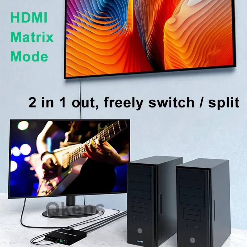 Transmisor de matriz de red HDMI 2x2 sobre Cable Cat6 200M 2 en 2 salidas divisor de interruptor convertidor de Audio y vídeo extensor Ethernet HDMI - imagen 5