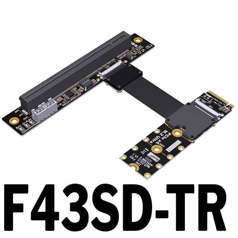 PCIe 5,0 M.2 para NVMe a PCI-E x16 Cable de extensión GPU FFC alta velocidad GEN5 giro 90/180/270 en ángulo para tarjeta gráfica Nvidia/AMD - imagen 3