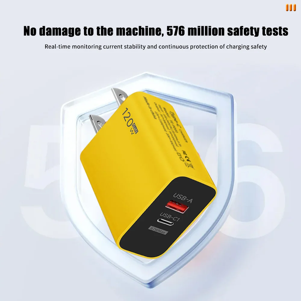 Cargador de carga rápida tipo C GaN de 120W, adaptador de cargador de 2 puertos para iPhone16 Pro Max, Samsung, Huawei, Xiaomi, cargador rápido con enchufe UE/EE. UU. - imagen 4